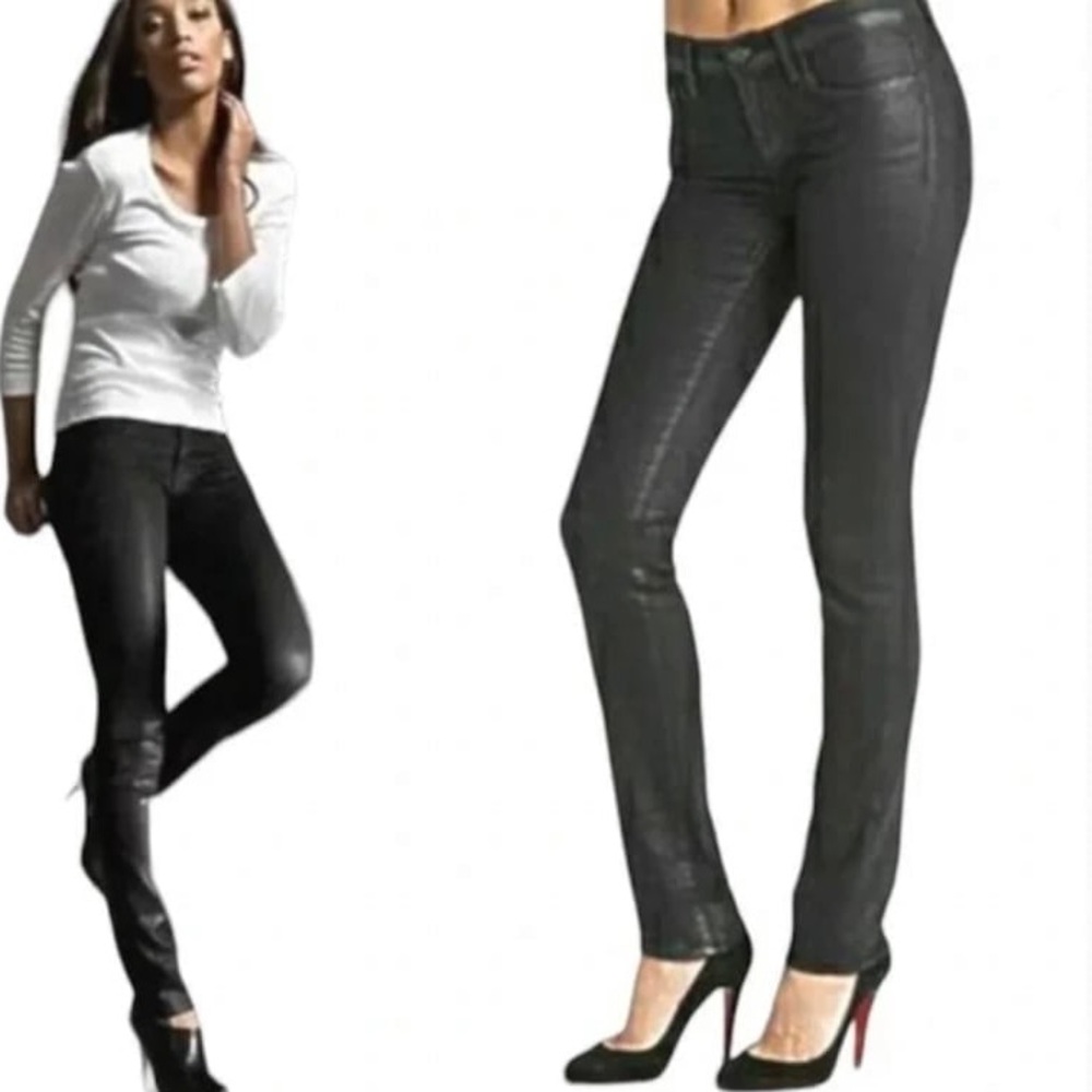 J Brand Black coated “venom” pencil leg Denim Jeans size 27
